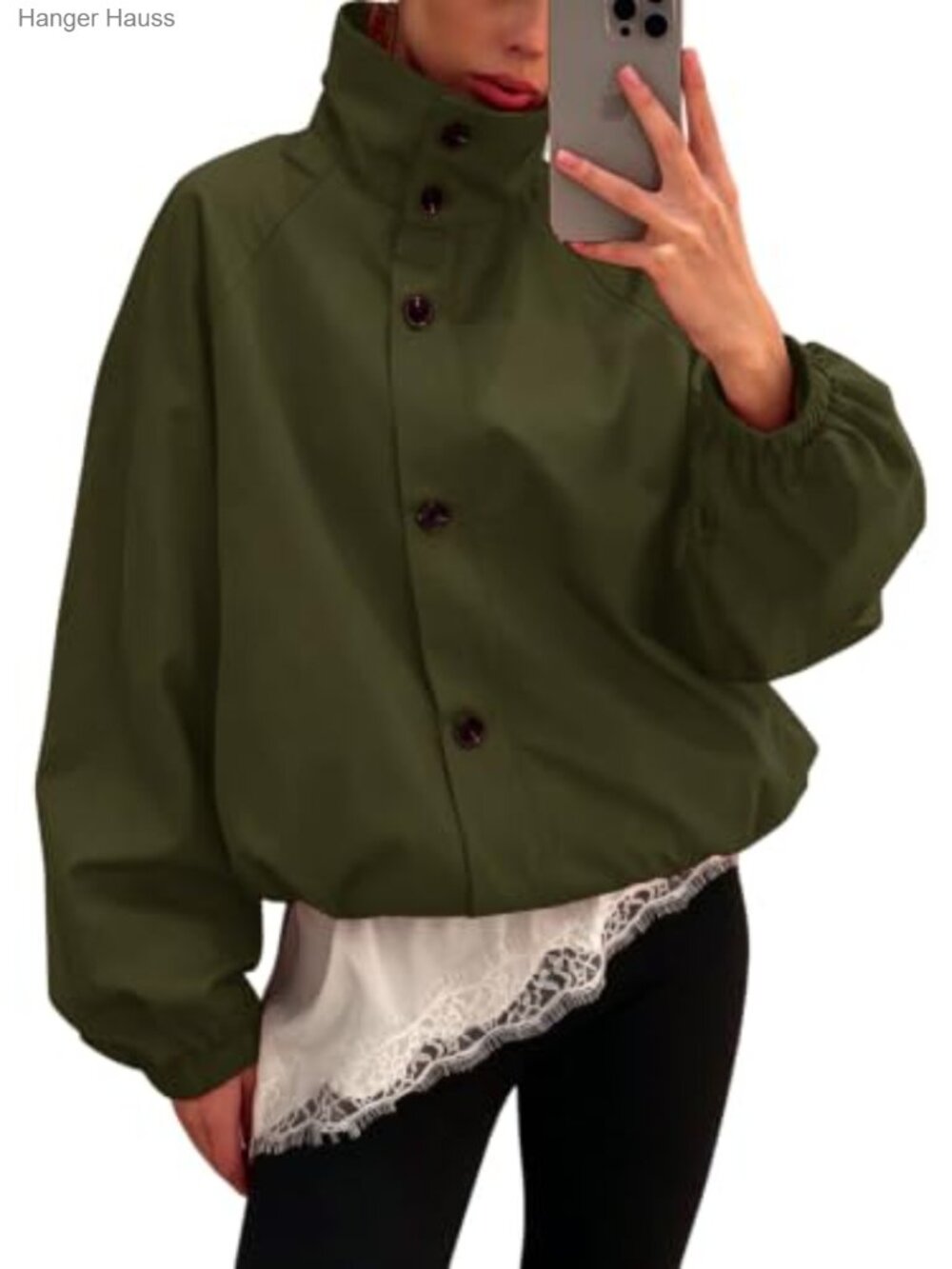 Women's Funnel Neck Jacket Cropped Windbreaker Lightweight Zip Up